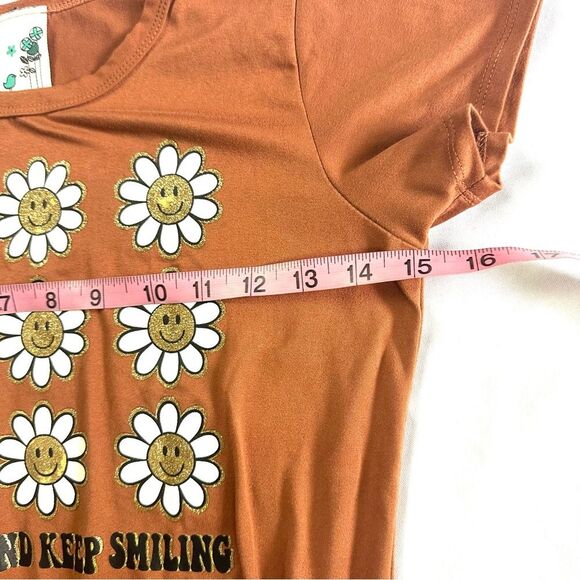 Lily Bleu Sunshine Happy Face Brown White Girls Short Sleeve tee shirt Sz 8 - Picture 7 of 9